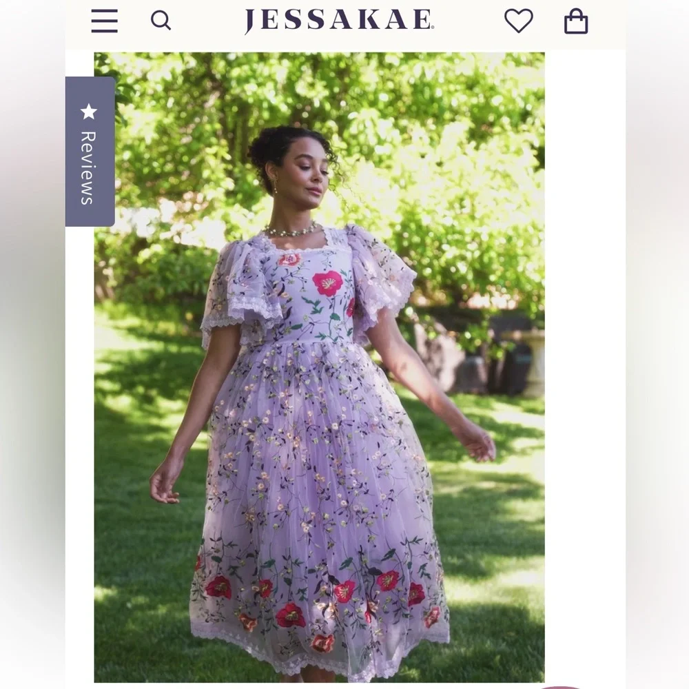Jessakae embroidered lilac Darla dress size L - Picture 2 of 15